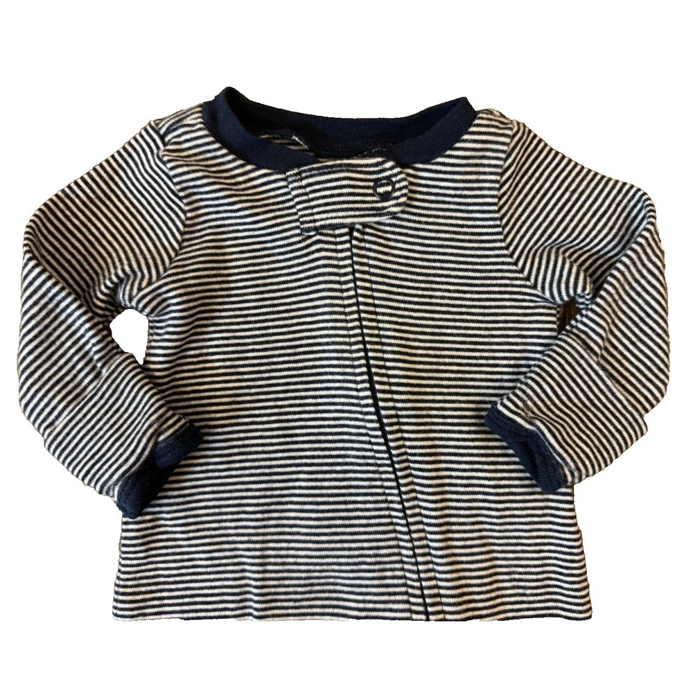 Carters Preemie Baby Boy Sleeper Striped Zipper  Navy Blue Outfit Romper Cotton
